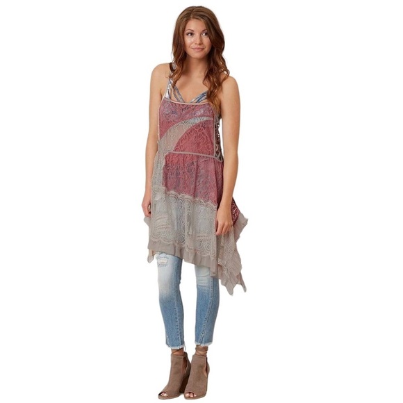 Gimmicks by BKE Rose Pink & Taupe Lace Spaghetti Straps Dress Tunic Women’s XS - Picture 11 of 12